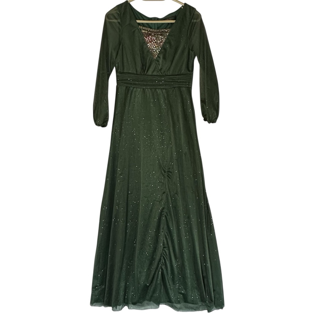 Ever Pretty Modified Sparkling Forest Green Long Sleeve Renaissance Dress Small